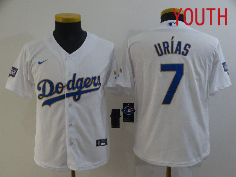 Youth Los Angeles Dodgers 7 Urias White Game 2021 Nike MLB Jersey1